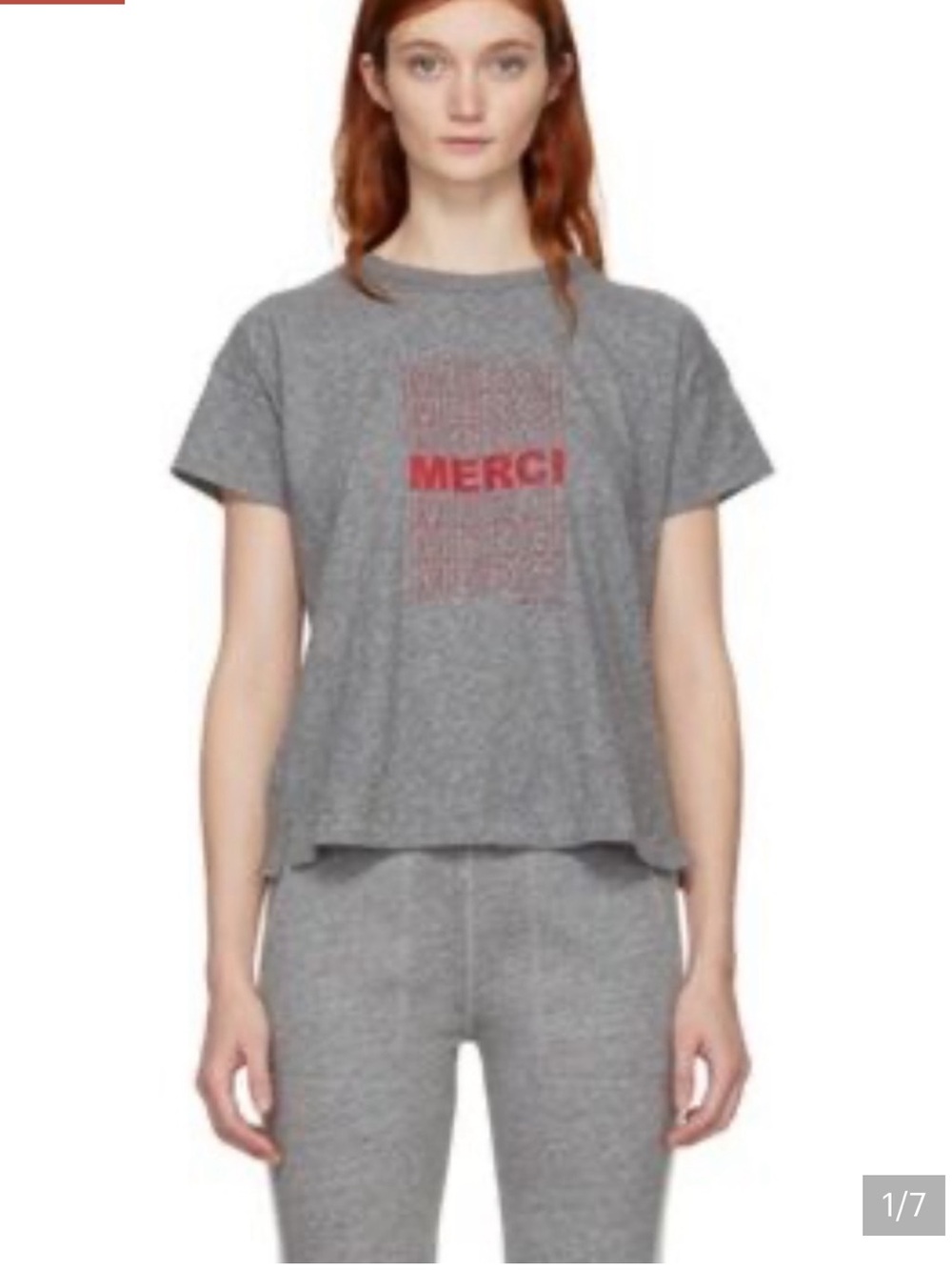 rag & bone Gray Short Sleeve Tee with Red MERCI Graphic